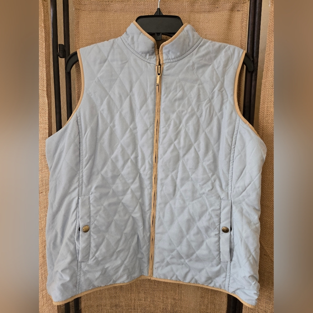 Women's Reversable Ralph Lauren Beige/Light Blue Quilted Vest Medium to Large - Picture 6 of 10